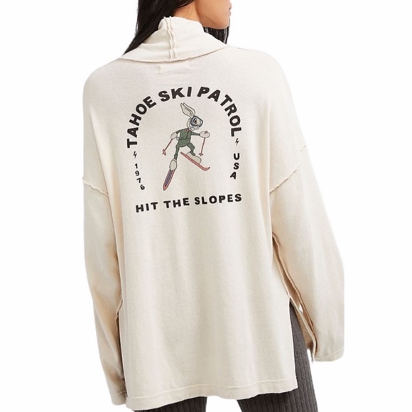 Free People Tops - ❗️SOLD ❗️Free People Turtle Neck Sweater with Graphics